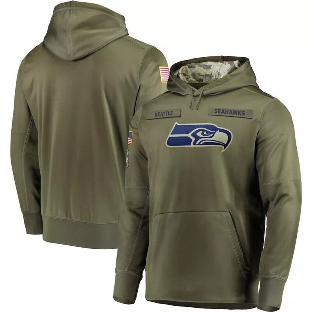 NFL Seattle Seahawks Hooded Salute to Service Sideline Therma Sweatshirt Hoodie